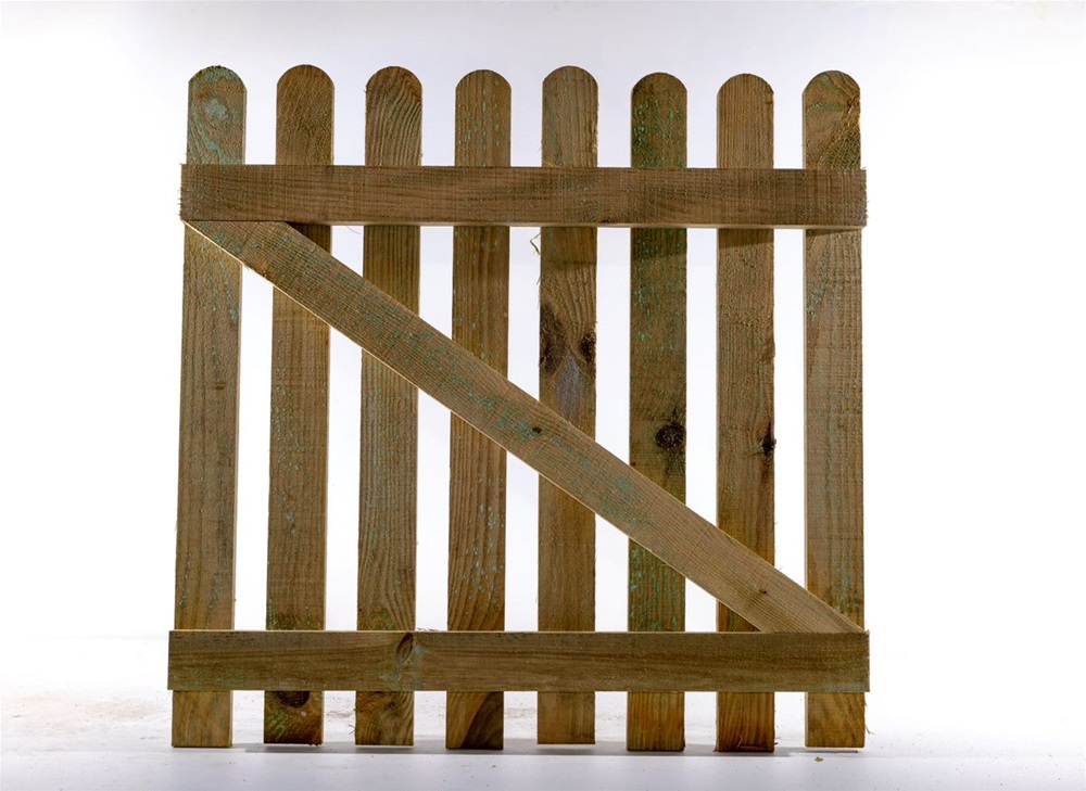 Green Picket Gates - Pointed Or Rounded Top - Cheapest Fence Panels